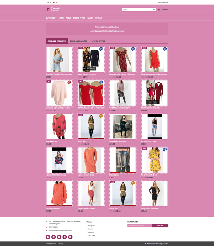 Tinkerbell Boutique on freewebstore