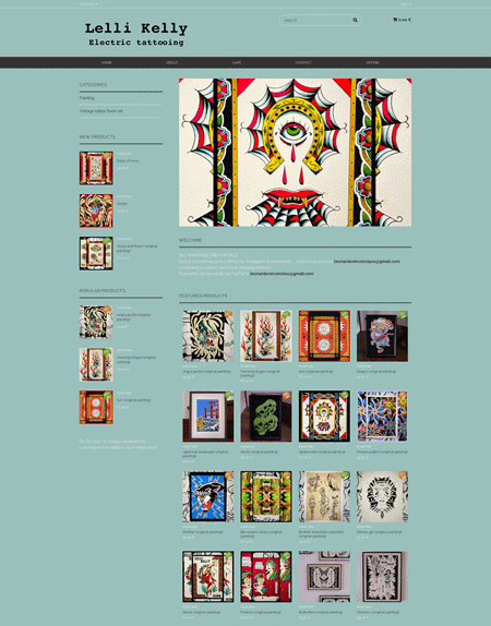 Example of a website selling art