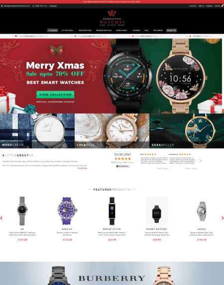 Example of a website selling watches