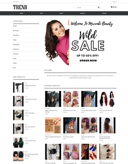 Image of a store selling wigs on Freewebstore