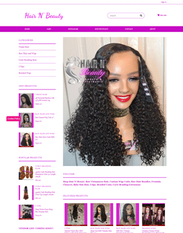 Image of a store selling wigs on Freewebstore